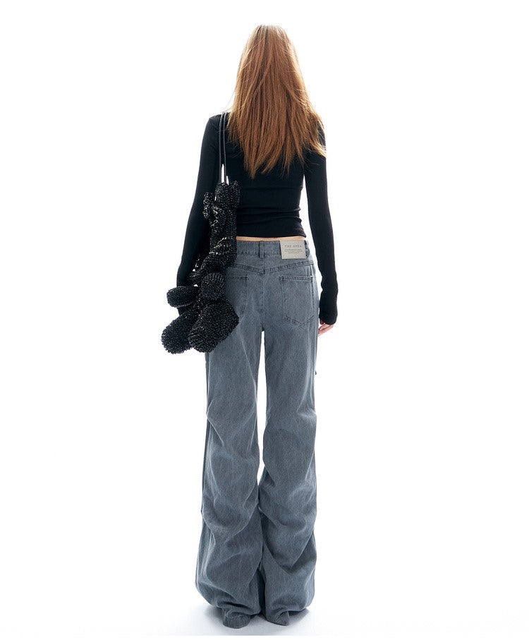 Strappy Cargo Lowrise Flared Jeans