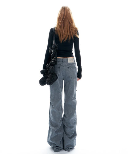 Strappy Cargo Lowrise Flared Jeans