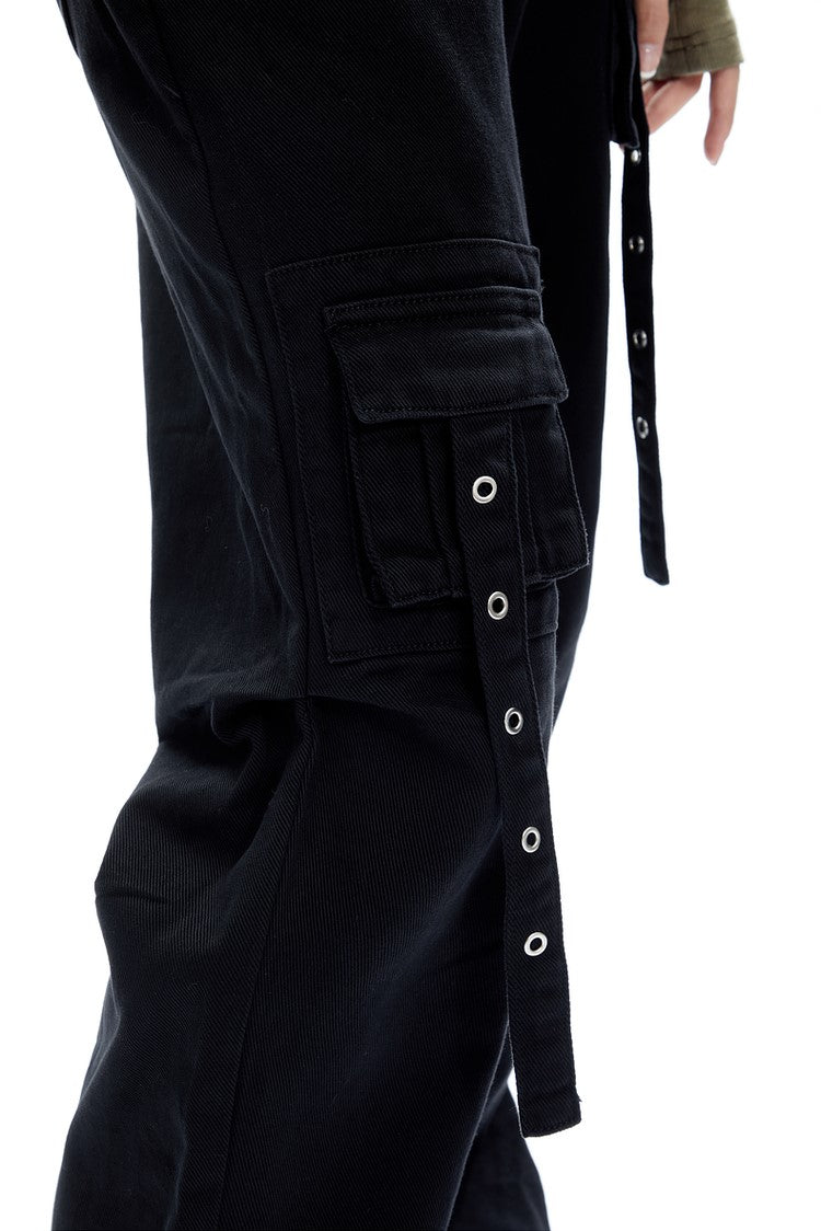 Strappy Cargo Lowrise Flared Jeans