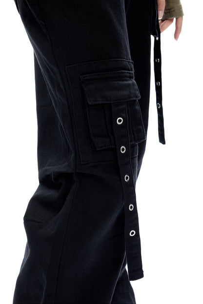 Strappy Cargo Lowrise Flared Jeans