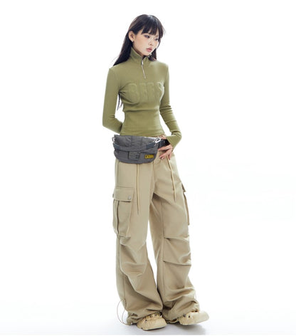 Ribbed Turtleneck Long Sleeve Top