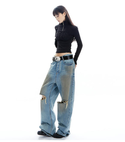 Ribbed Turtleneck Long Sleeve Top