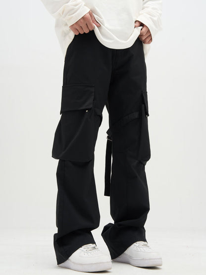 Black Cargo Strap Pants