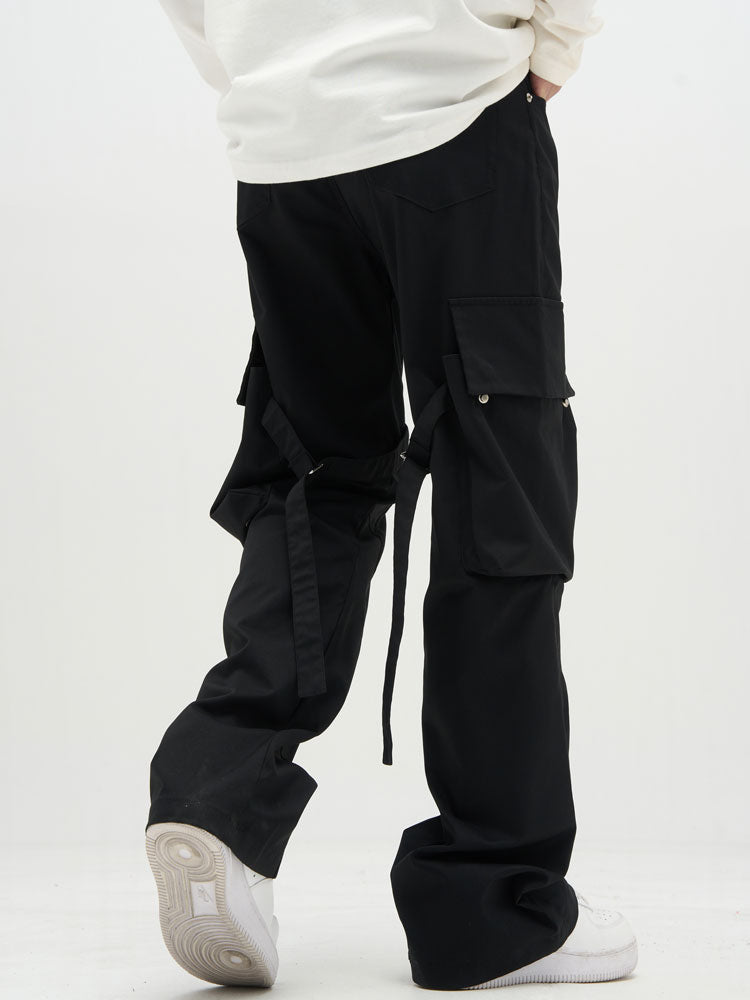 Black Cargo Strap Pants