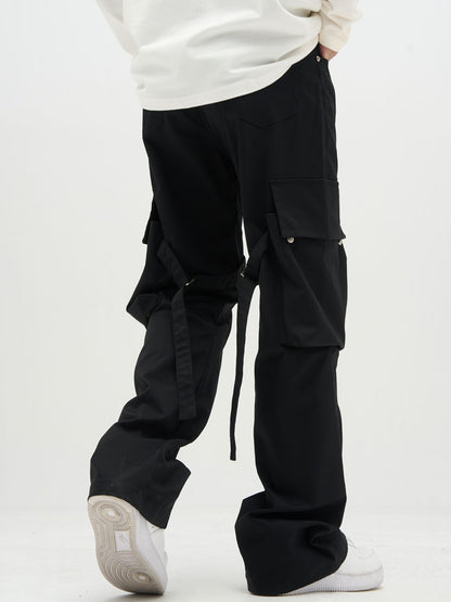 Black Cargo Strap Pants