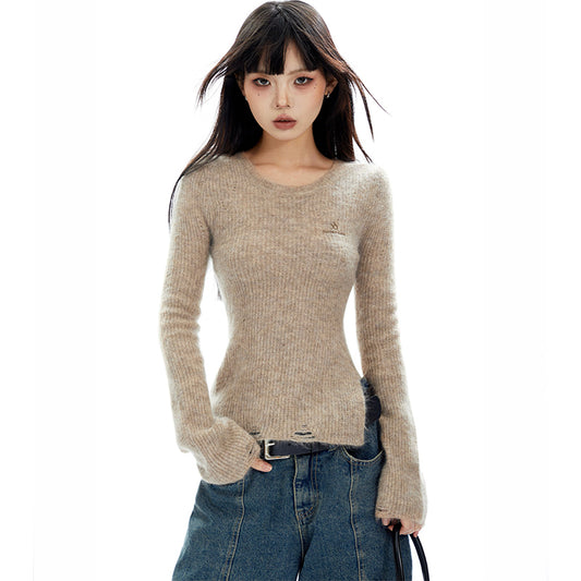 Mohair Split Long Sleeve Sweater