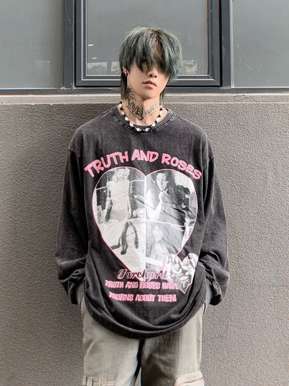 Truth And Roses Vintage Washed Long Sleeve Top
