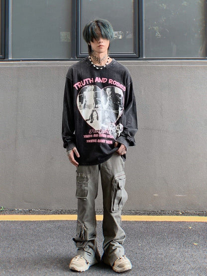 Truth And Roses Vintage Washed Long Sleeve Top