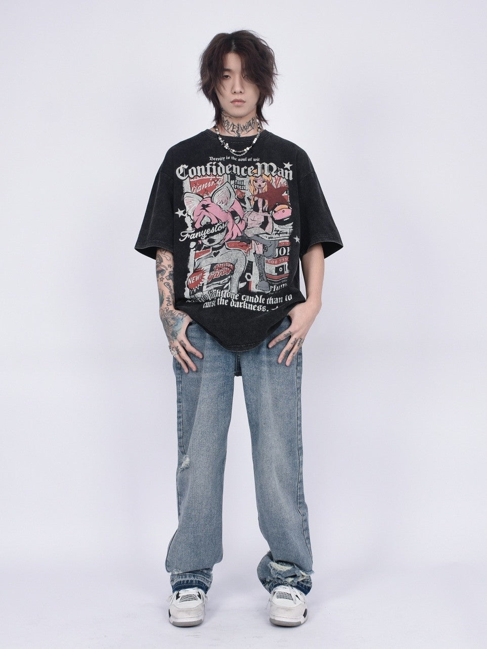 Confidence, Man T-Shirt. Vintage wash. y2k aesthetic eboy streetwear outfits 