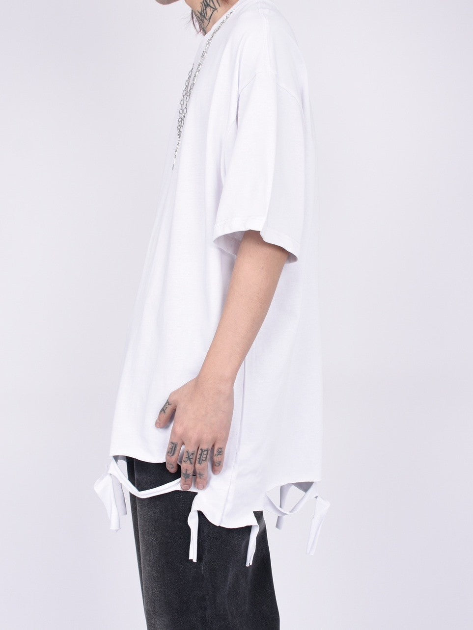 Ripped Shredded Destroyed Hem Vintage Washed T-Shirt