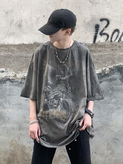 Angel VS Demon Vintage Washed T-Shirt streetwear aesthetic y2k eboy outfits