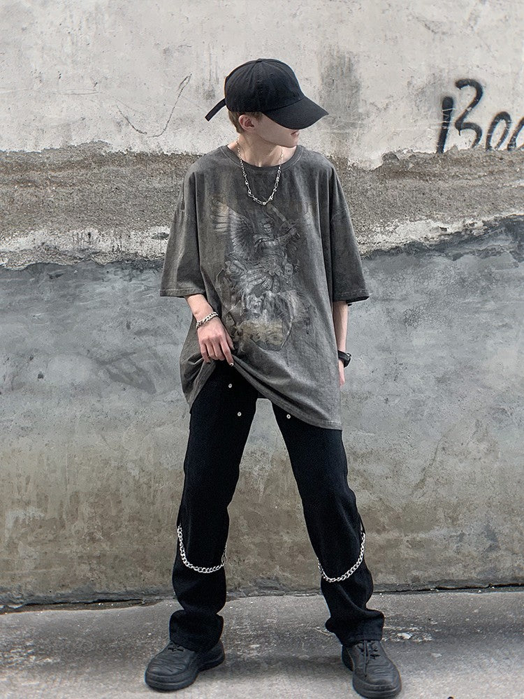Angel VS Demon Vintage Washed T-Shirt streetwear aesthetic y2k eboy outfits