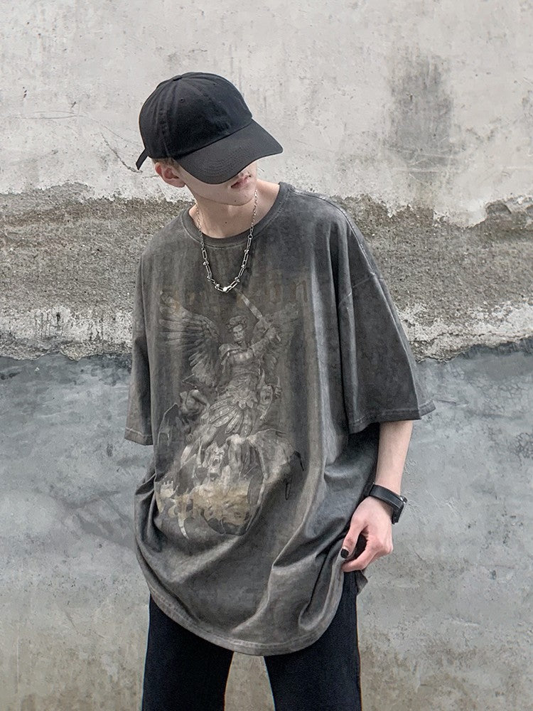 Angel VS Demon Vintage Washed T-Shirt streetwear aesthetic y2k eboy outfits