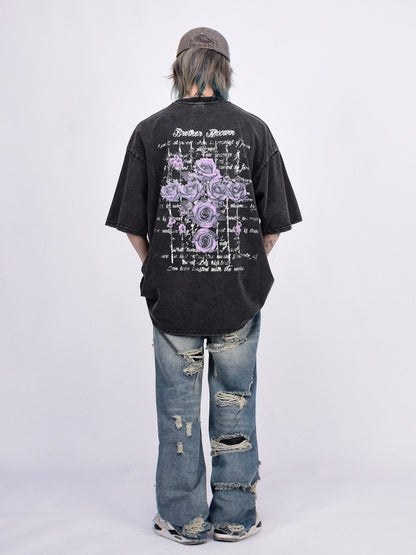 Rose Cross Graphic T-Shirt