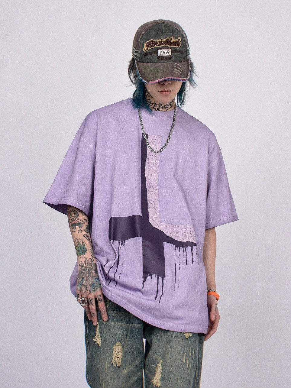 Goth Streetwear Inverted Cross Graphic T-Shirt