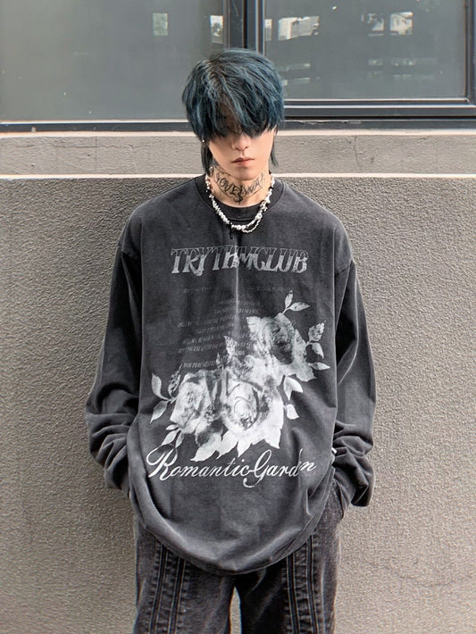 Romantic Garden Graphic Long Sleeve Top