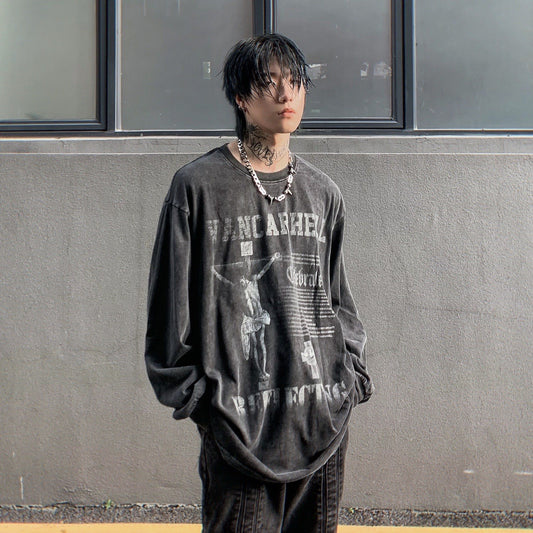 Streetwear Goth Crucified Graphic Long Sleeve Shirt