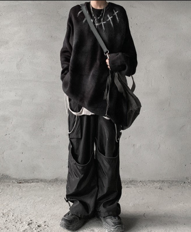Streetwear Goth Aesthetic Crosses Sweater