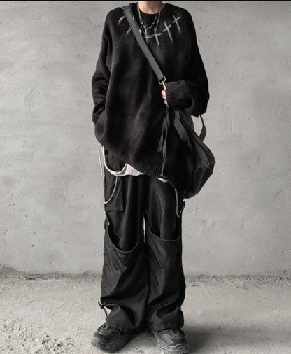 Streetwear Goth Aesthetic Crosses Sweater