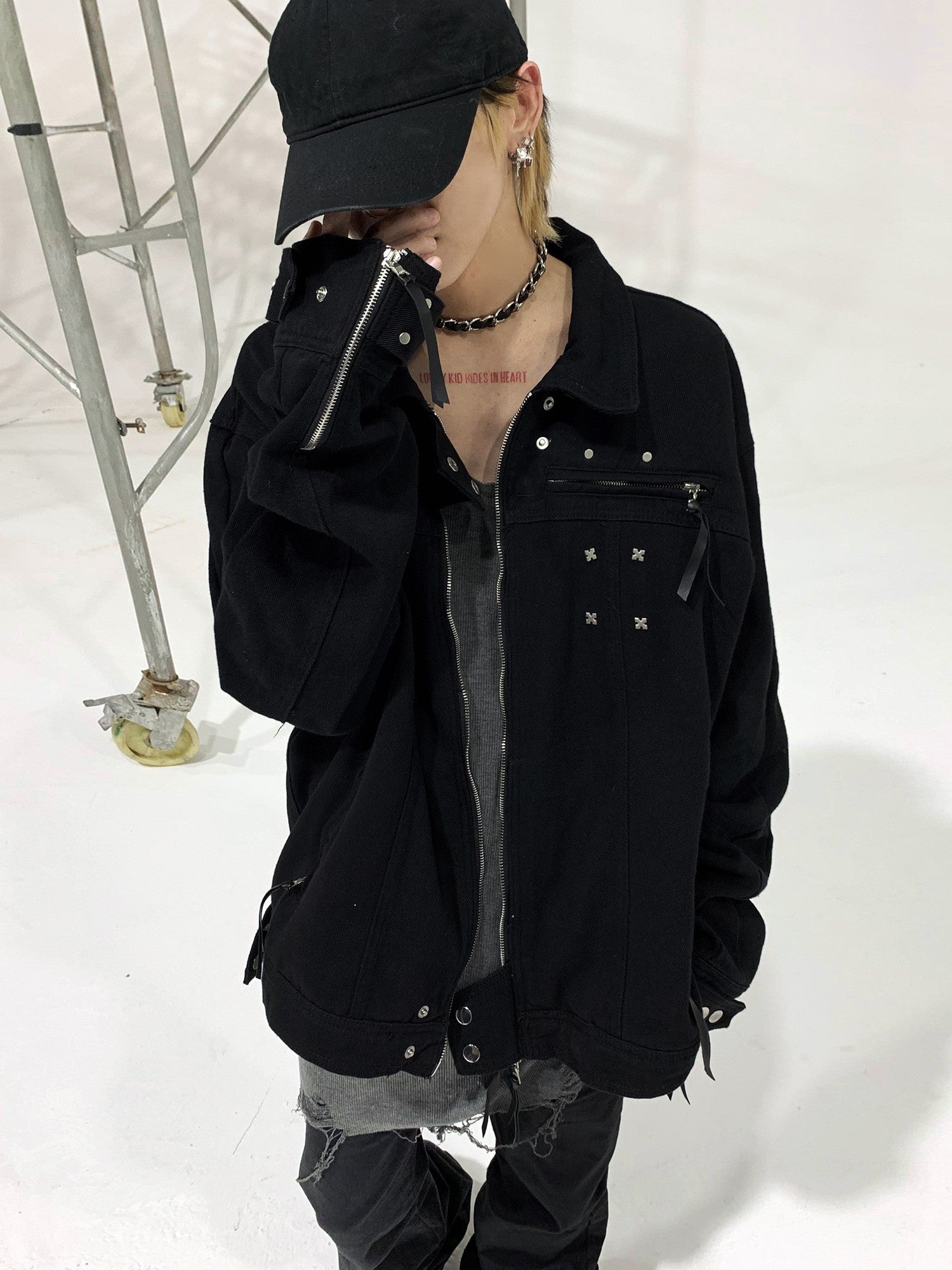 Streetwear Studded Denim Motorcycle Jacket