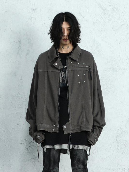 Studded Motorcycle Denim Jacket