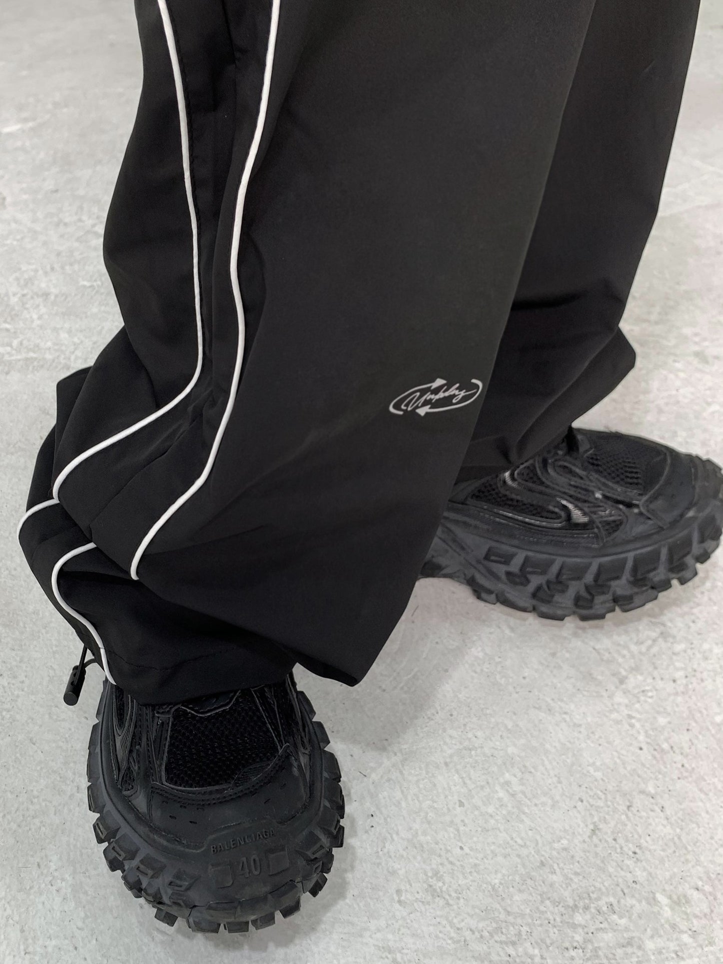Black Piped Track Pants