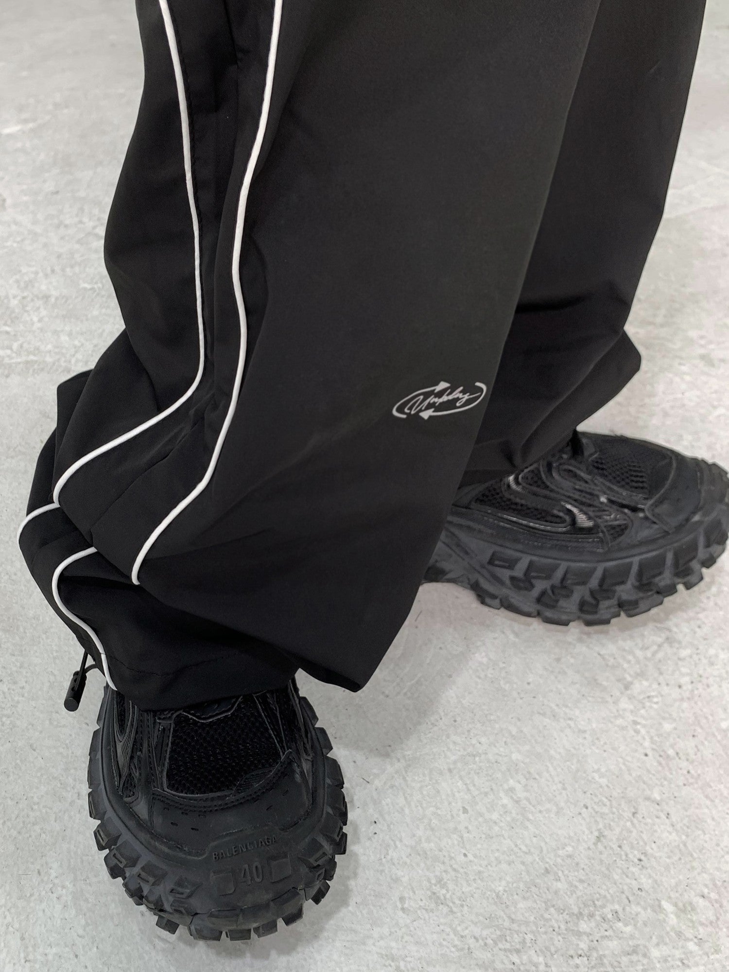 Black Piped Track Pants