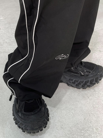 Black Piped Track Pants