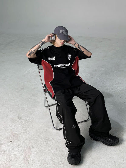 Black Piped Track Pants
