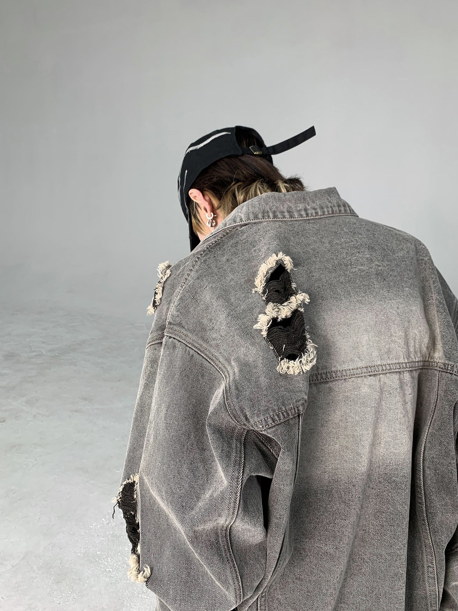 Vintage Washed Destroyed Denim Jacket