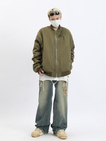 Pleated Bomber Jacket