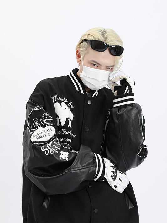 Rally Faux Leather Varsity Jacket