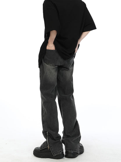 Streetwear y2k Ankle Zipper Slit Distressed Jeans