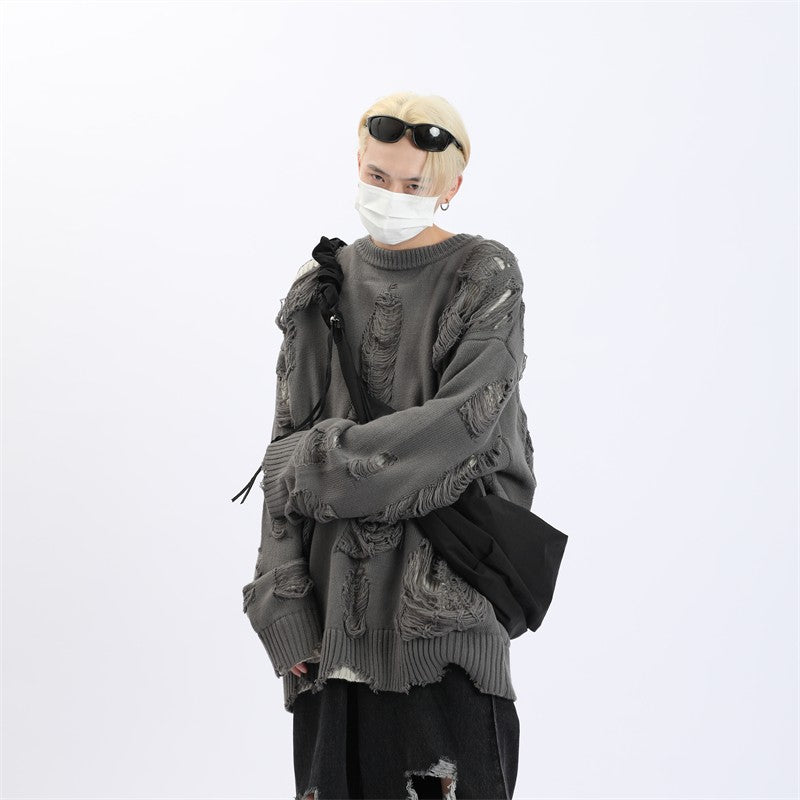 Destroyed Shredded Holes Sweater Grunge