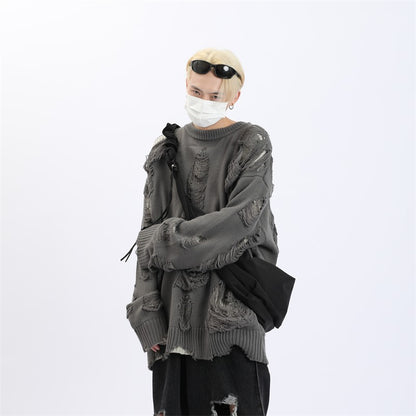 Destroyed Shredded Holes Sweater Grunge