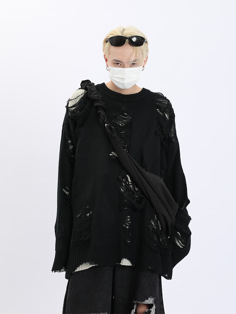 Destroyed Shredded Holes Sweater Grunge