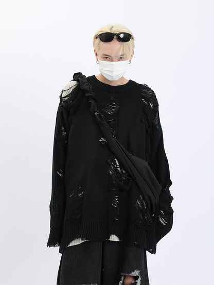 Destroyed Shredded Holes Sweater Grunge