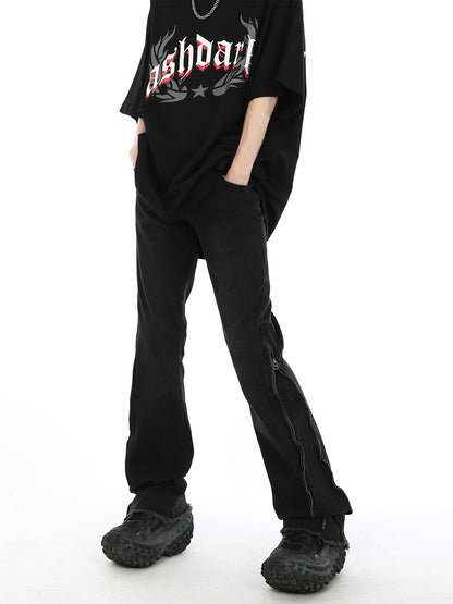 Black Side Zipper Jeans