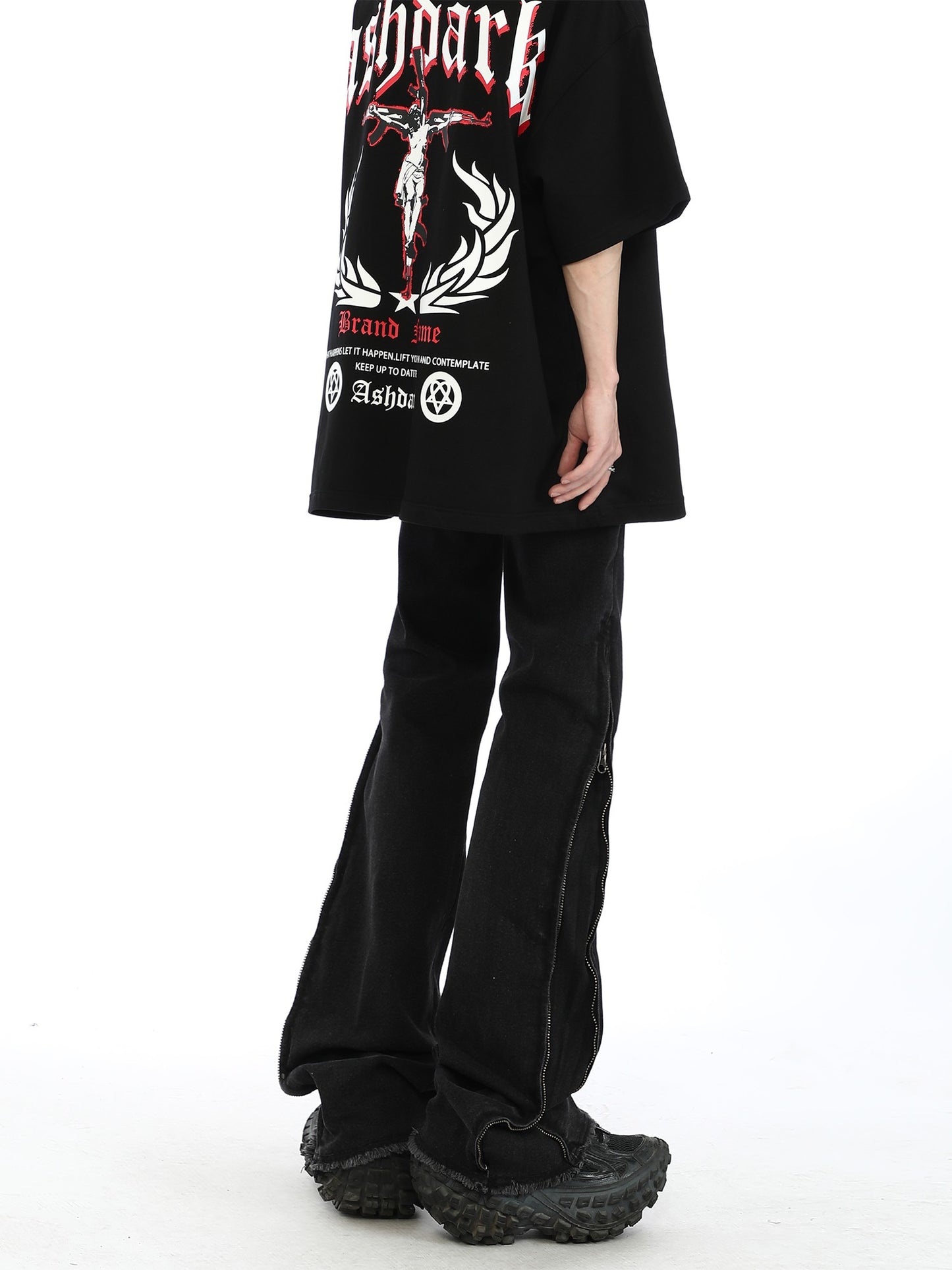 Black Side Zipper Jeans