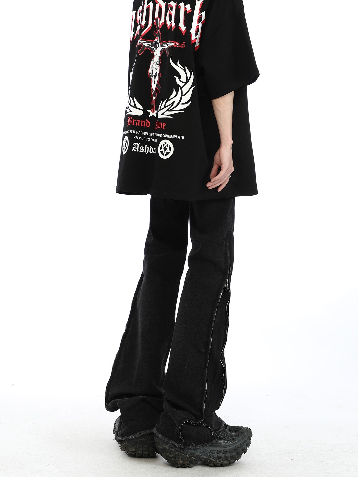 Black Side Zipper Jeans