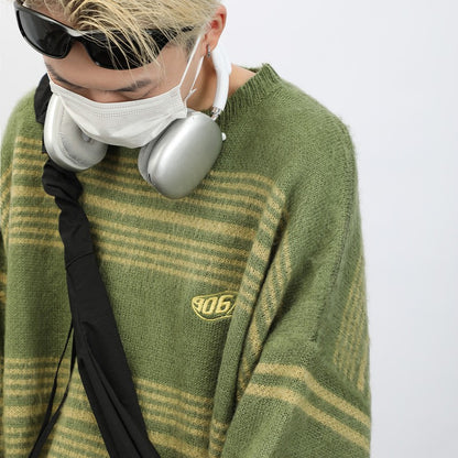 90's Grunge Striped Mohair Blend Sweater