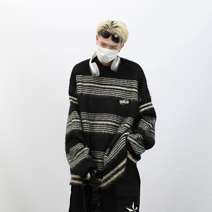 90's Grunge Striped Mohair Blend Sweater