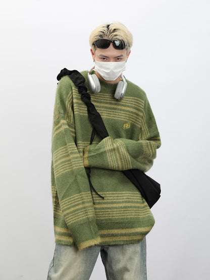 90's Grunge Striped Mohair Blend Sweater