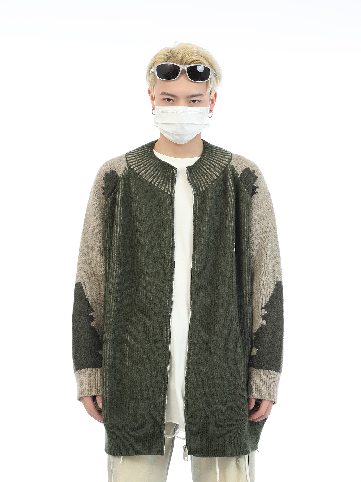 Contrast Ribbed Zip Cardigan