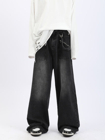 Wide Leg Distressed Jeans