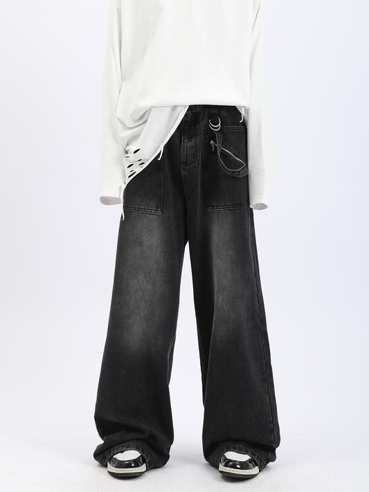 Wide Leg Distressed Jeans