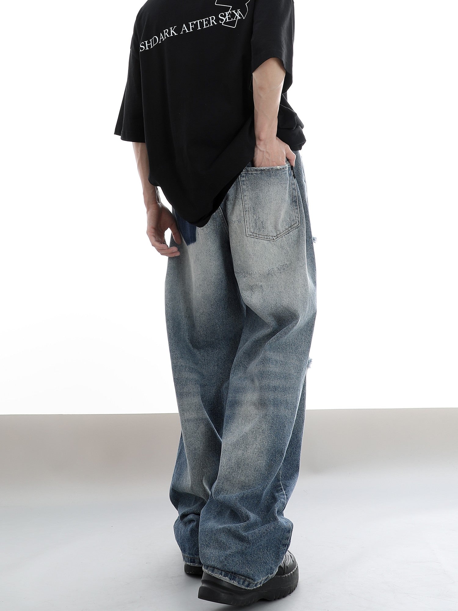 Streetwear Ripped Faded Baggy Wide Leg Jeans Y2K