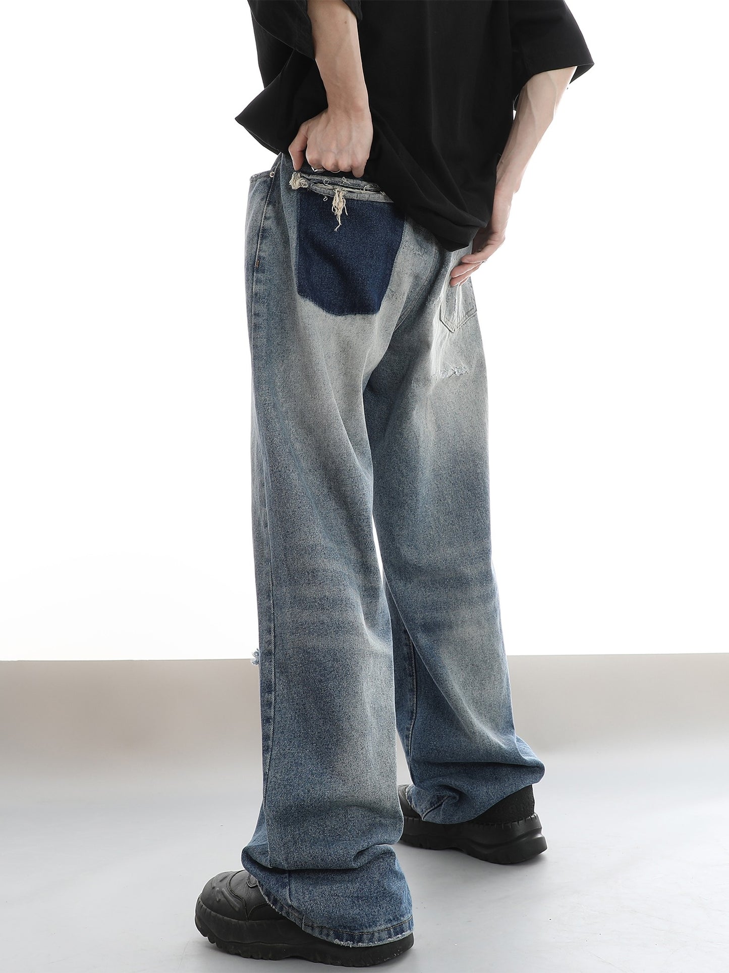 Streetwear Ripped Faded Baggy Wide Leg Jeans Y2K