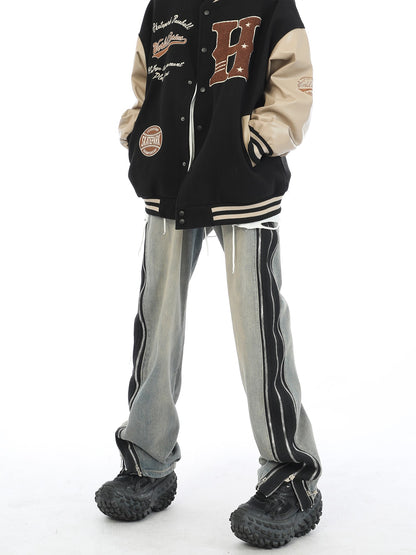 Contrast Zipper Side Seam Jeans