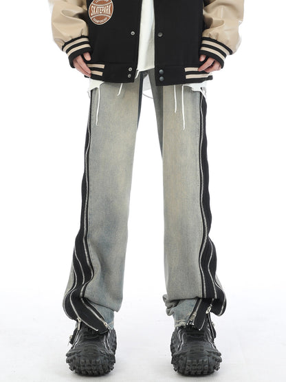 Contrast Zipper Side Seam Jeans